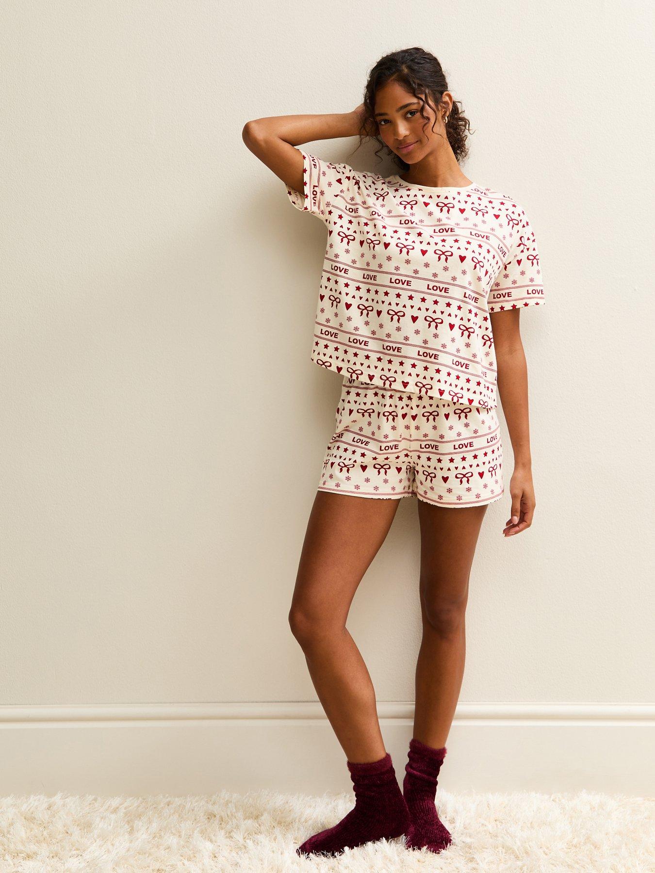 Image 3 of 5 of New Look Fairisle Print T-Shirt And Shorts Pyjama Set - Red