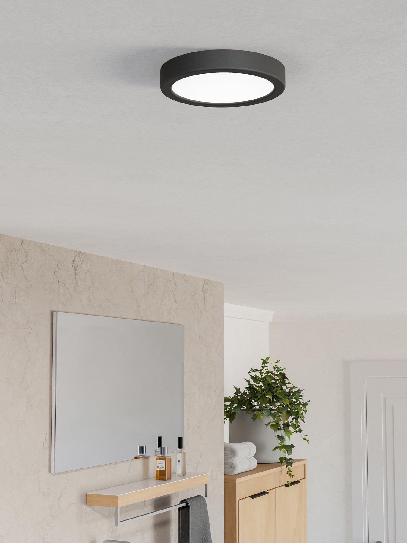 Eglo Eglo Fueva 6 Ip44 Led Cct Plastic Ceiling Light, (d) 16.6cm Black