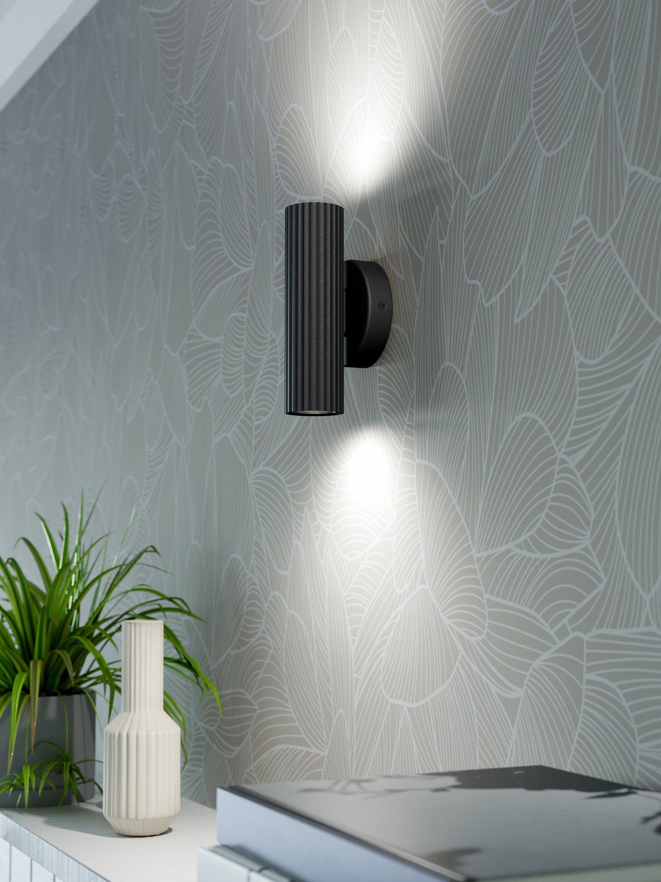 Eglo Portillo Aluminium & Steel Modern Uplight & Wall Down Light, Black