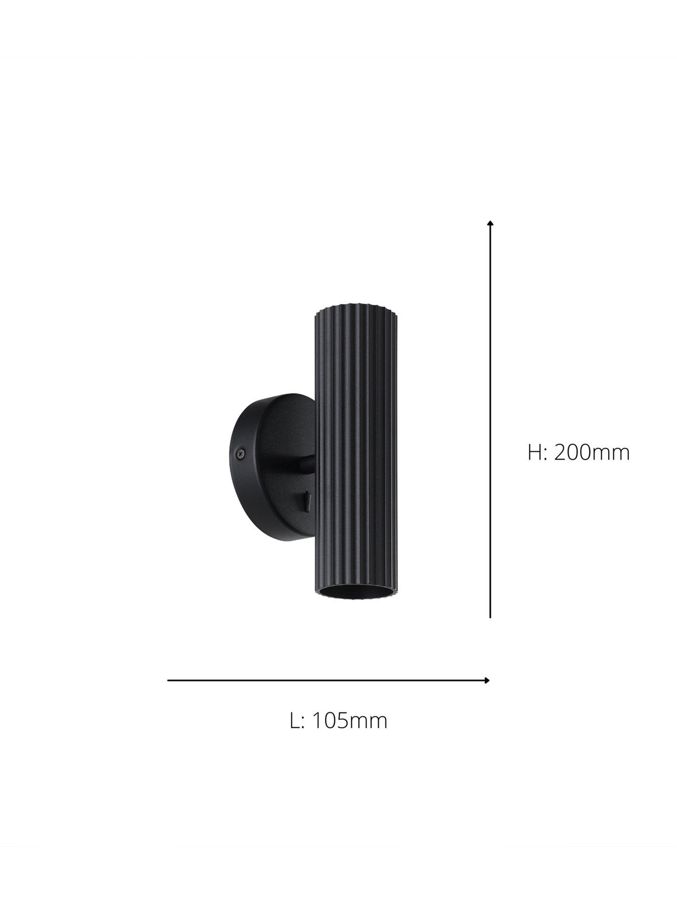 Image 4 of 5 of Eglo Portillo Aluminium &amp; Steel Modern Uplight &amp; Wall Down Light, Black