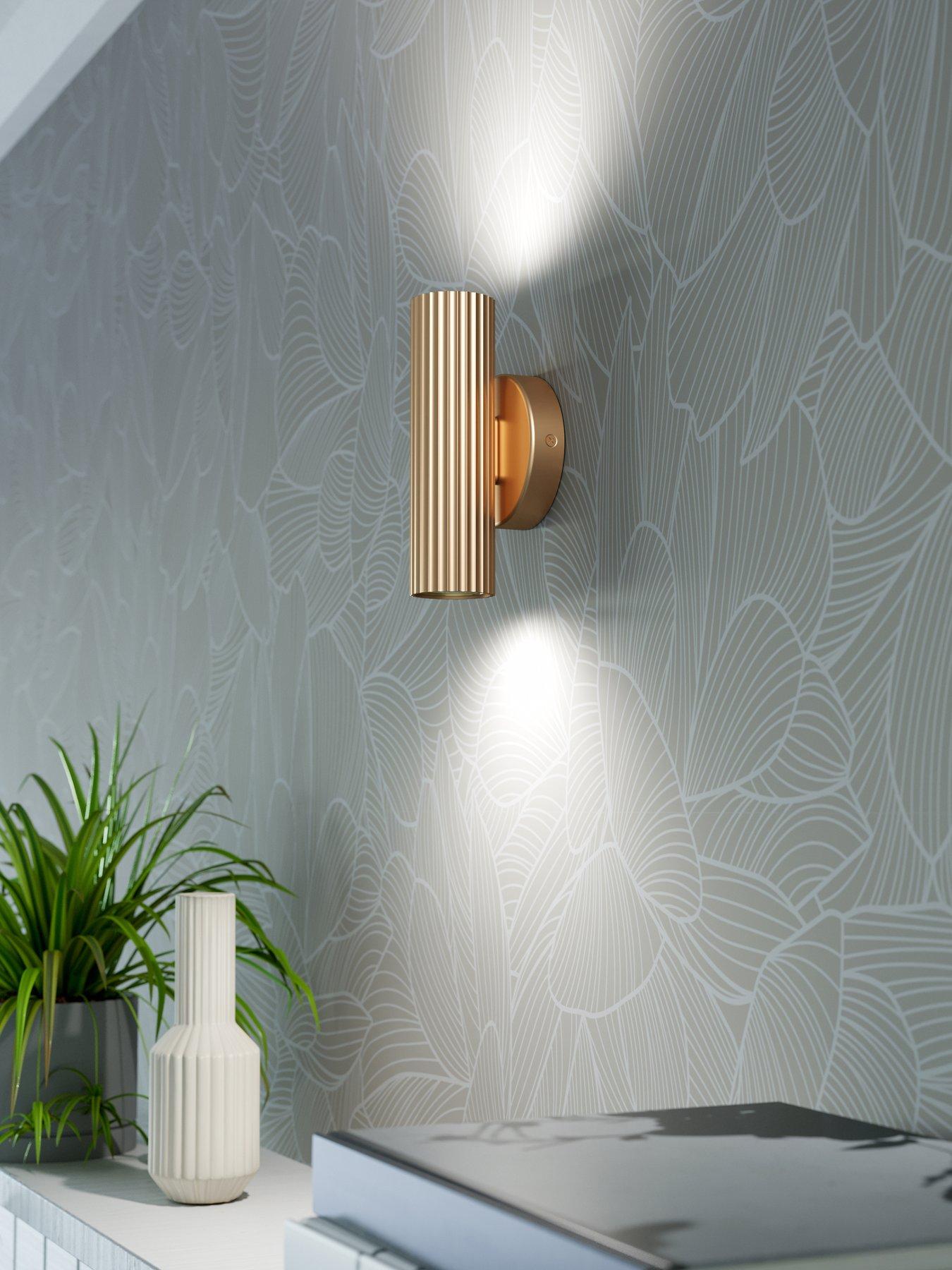 Eglo Eglo Portillo Aluminium  &  Steel Modern Uplight  &  Wall Down Light, Matte Brass