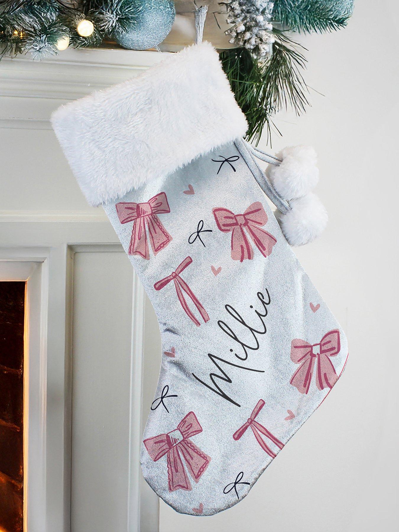 Image 3 of 3 of The Personalised Memento Company Personalised Pink Bow Christmas Stocking