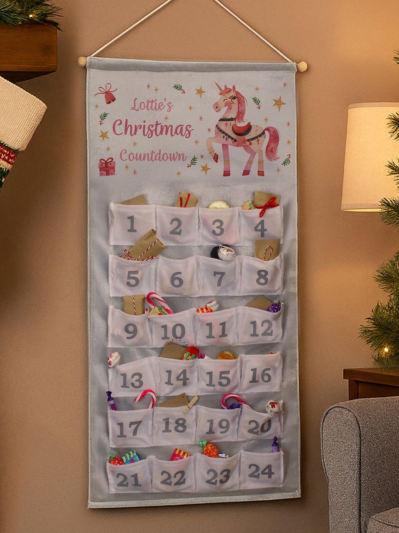 Image 1 of 3 of The Personalised Memento Company Personalised Unicorn Christmas Advent Calendar