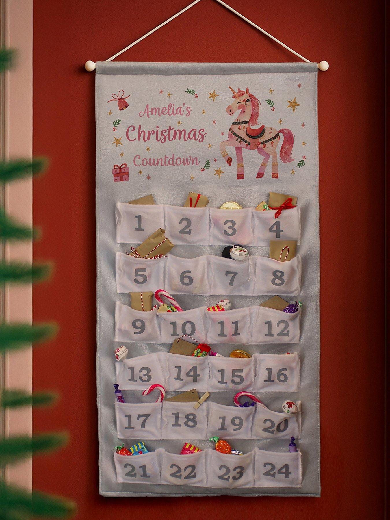 Image 2 of 3 of The Personalised Memento Company Personalised Unicorn Christmas Advent Calendar