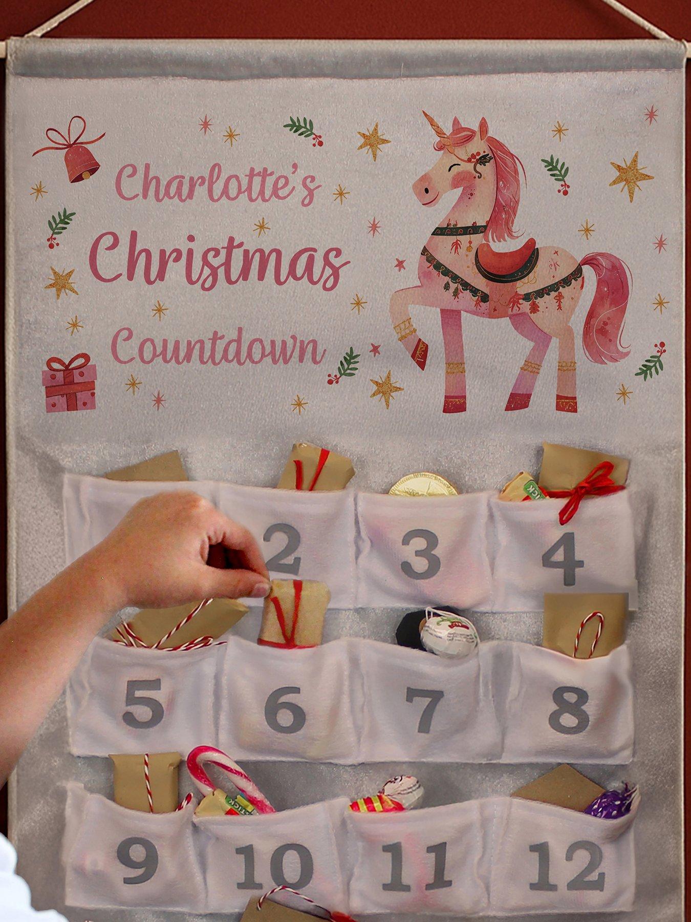 Image 3 of 3 of The Personalised Memento Company Personalised Unicorn Christmas Advent Calendar