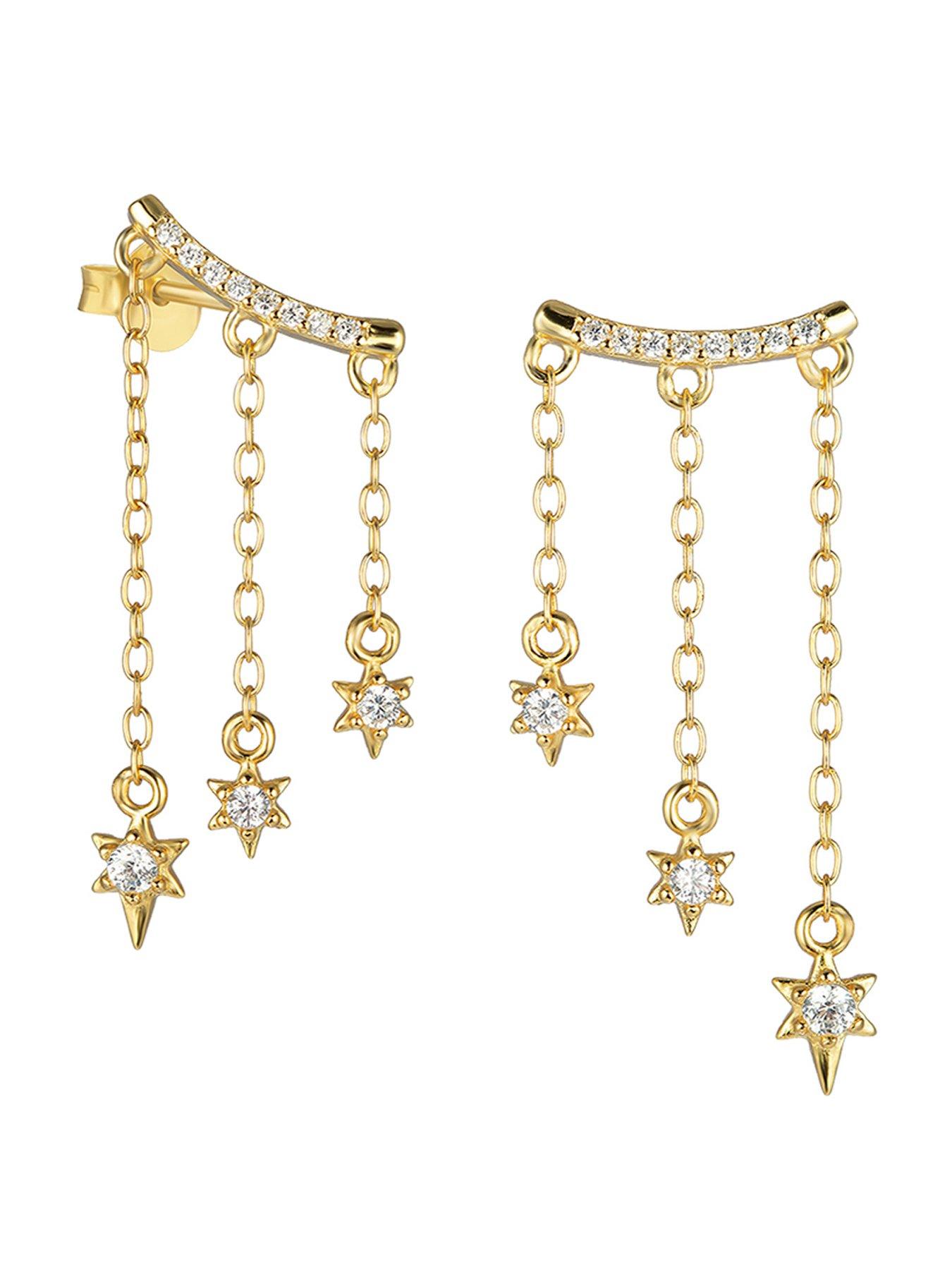 the-love-collection-gold-plated-sterling-silver-triple-star-dropper-earringsback