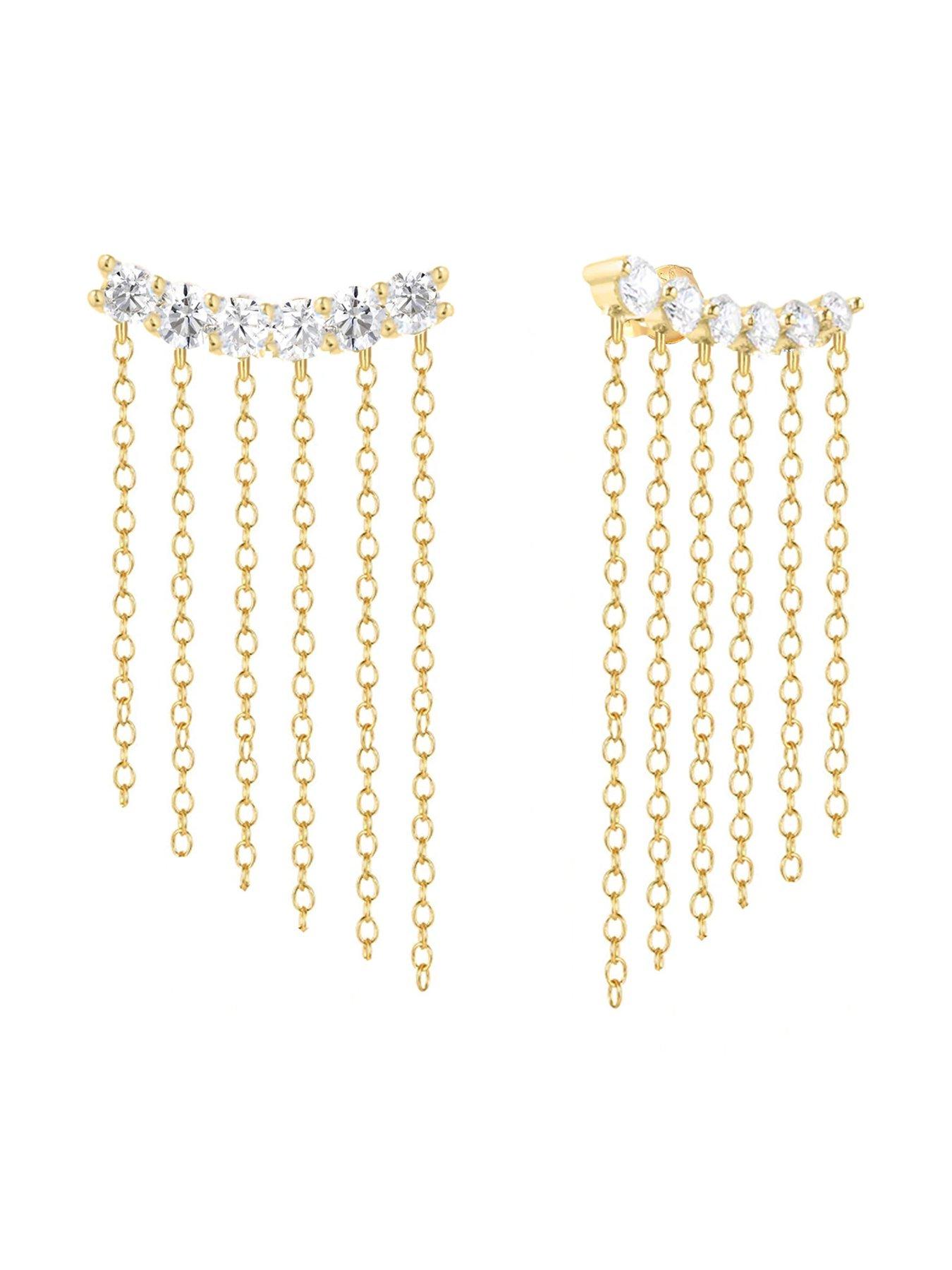 Image 4 of 5 of The Love Collection Gold Plated Sterling Silver Waterfall CZ Dropper Earrings