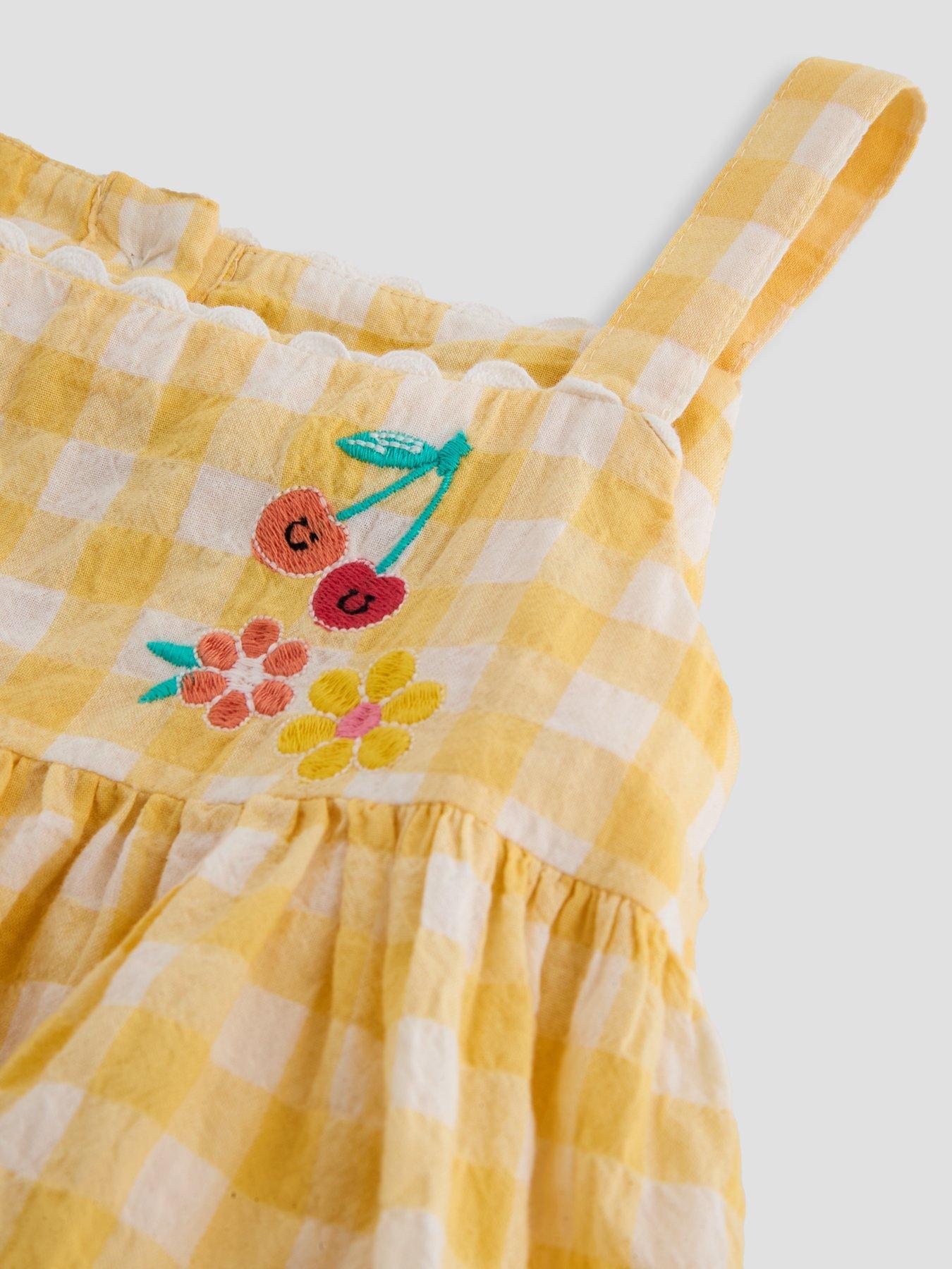Image 3 of 6 of The Very Collection Girls Gingham Embroidered Top &amp; Shorts Set - Yellow