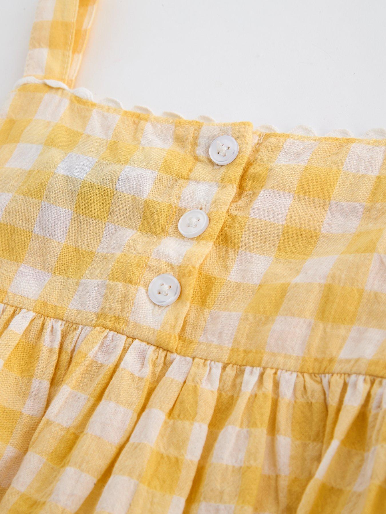 Image 4 of 6 of The Very Collection Girls Gingham Embroidered Top &amp; Shorts Set - Yellow