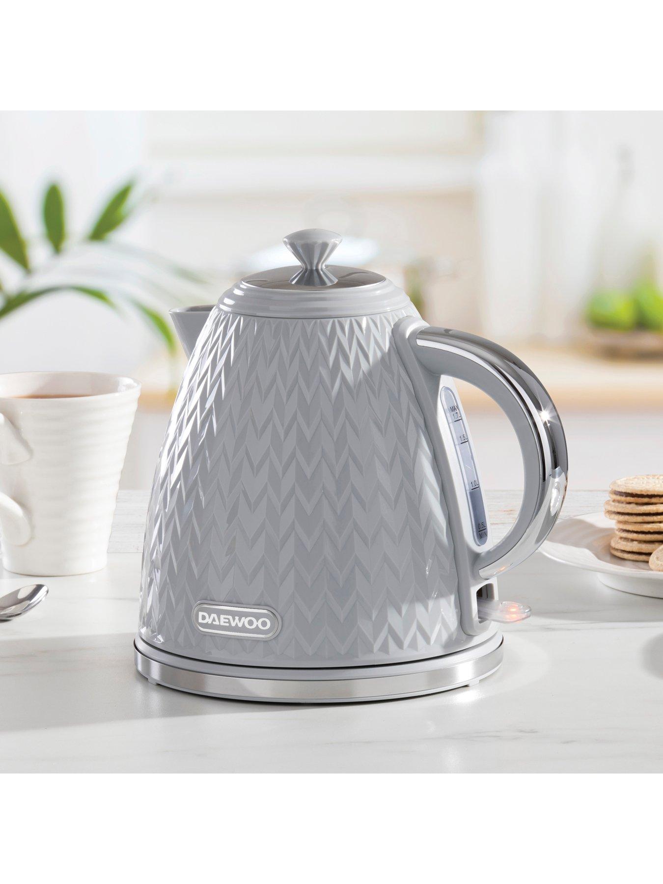 Image 4 of 6 of Daewoo Argyle Jug Kettle and 2 Slice Toaster- Grey