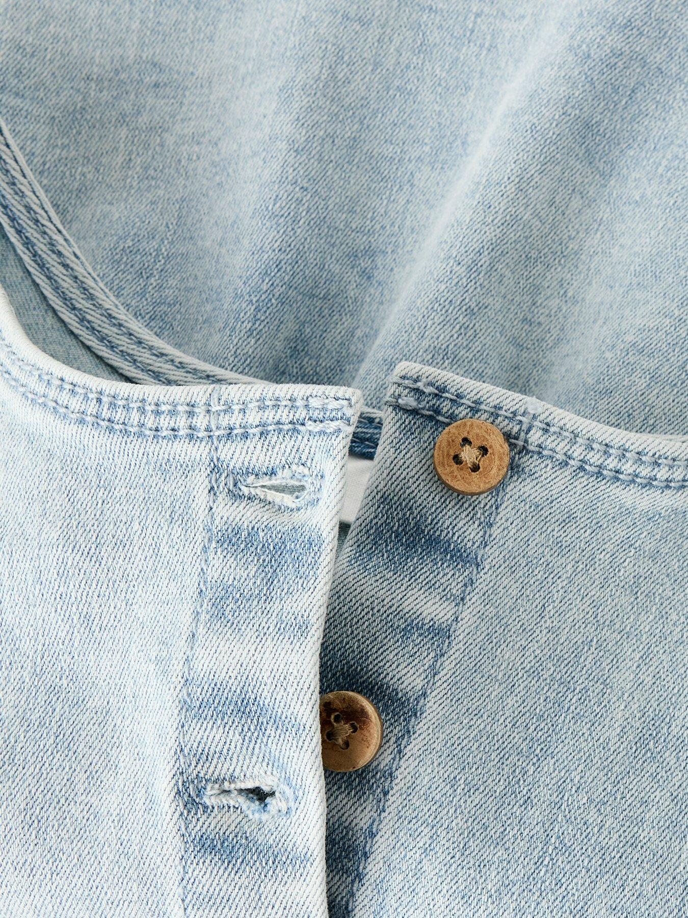 Image 4 of 4 of Lil Atelier Mini Girls Sleeveless Denim Blouse - Light Blue