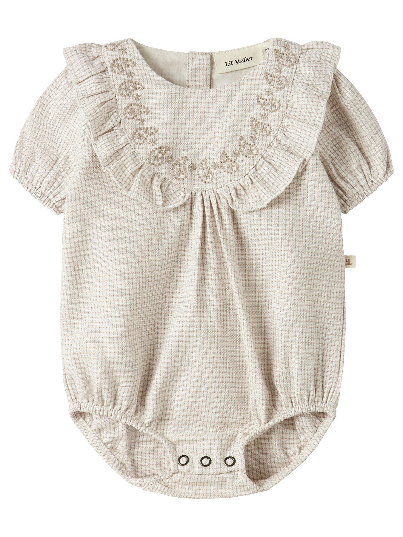 Lil Atelier Baby Girls Check Romper - Beige