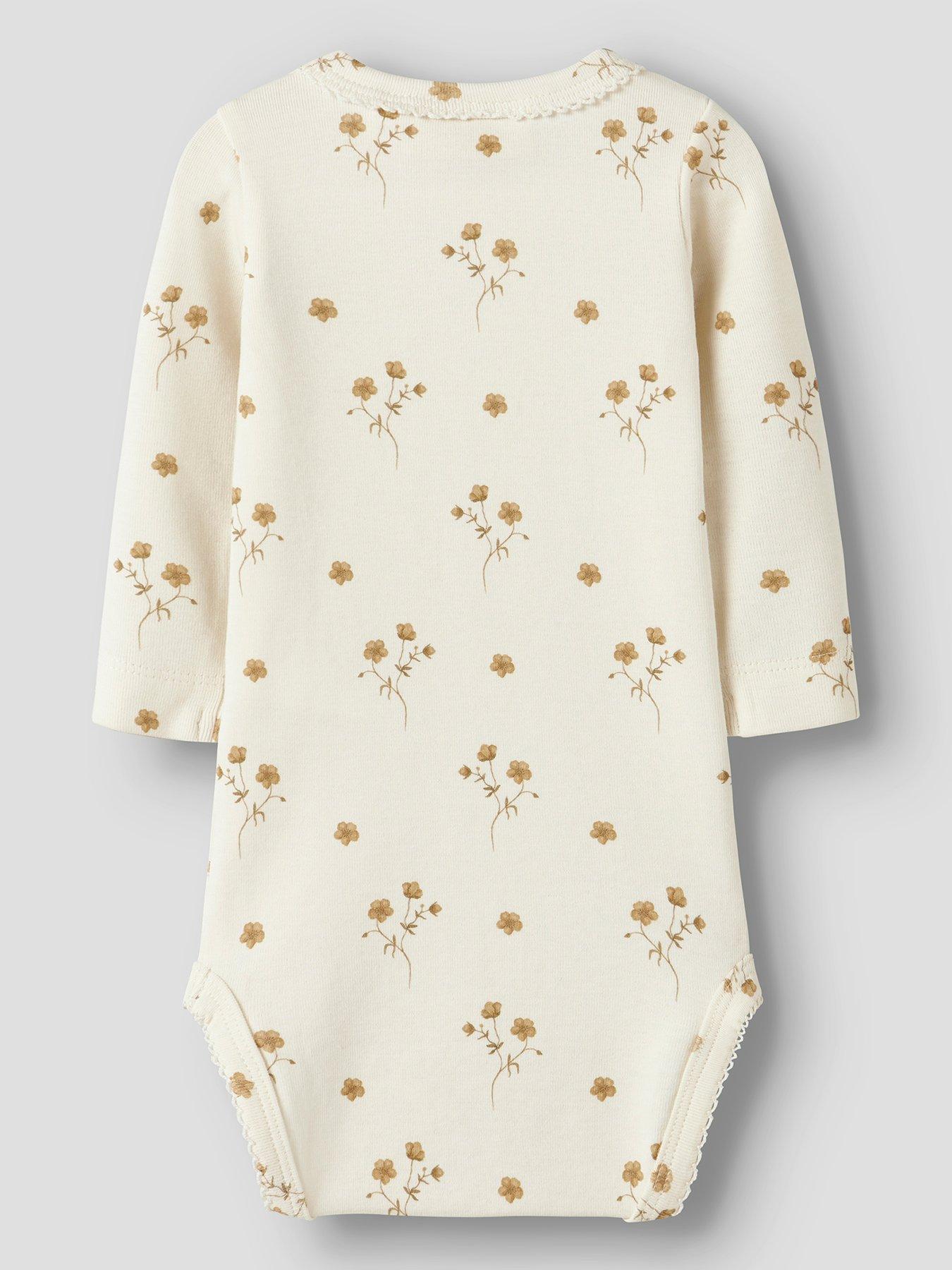 Image 2 of 3 of Lil Atelier Baby Girls Floral Long Sleeve Bodysuit - Cream