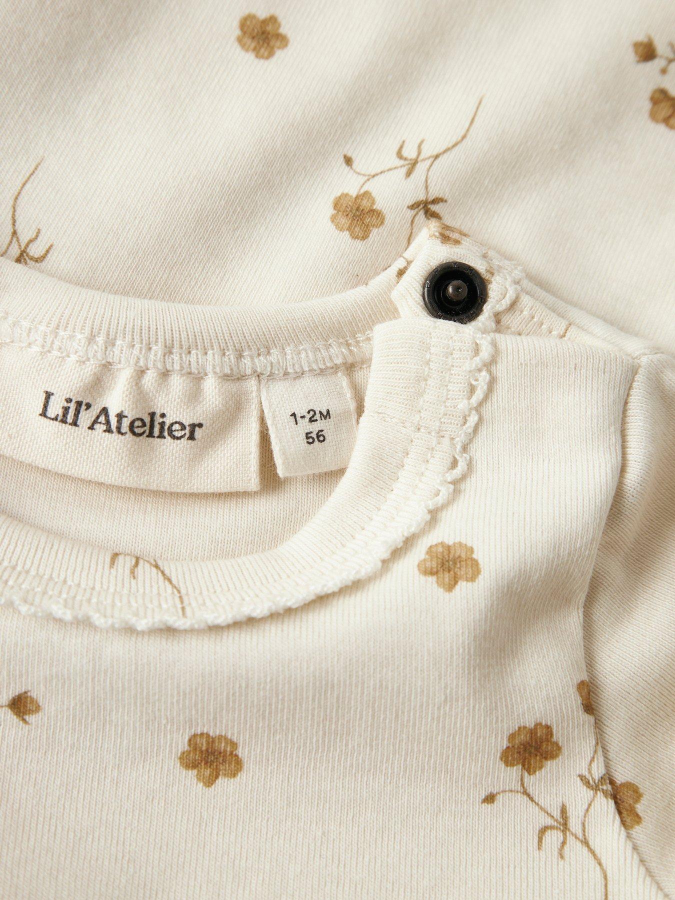 Image 3 of 3 of Lil Atelier Baby Girls Floral Long Sleeve Bodysuit - Cream
