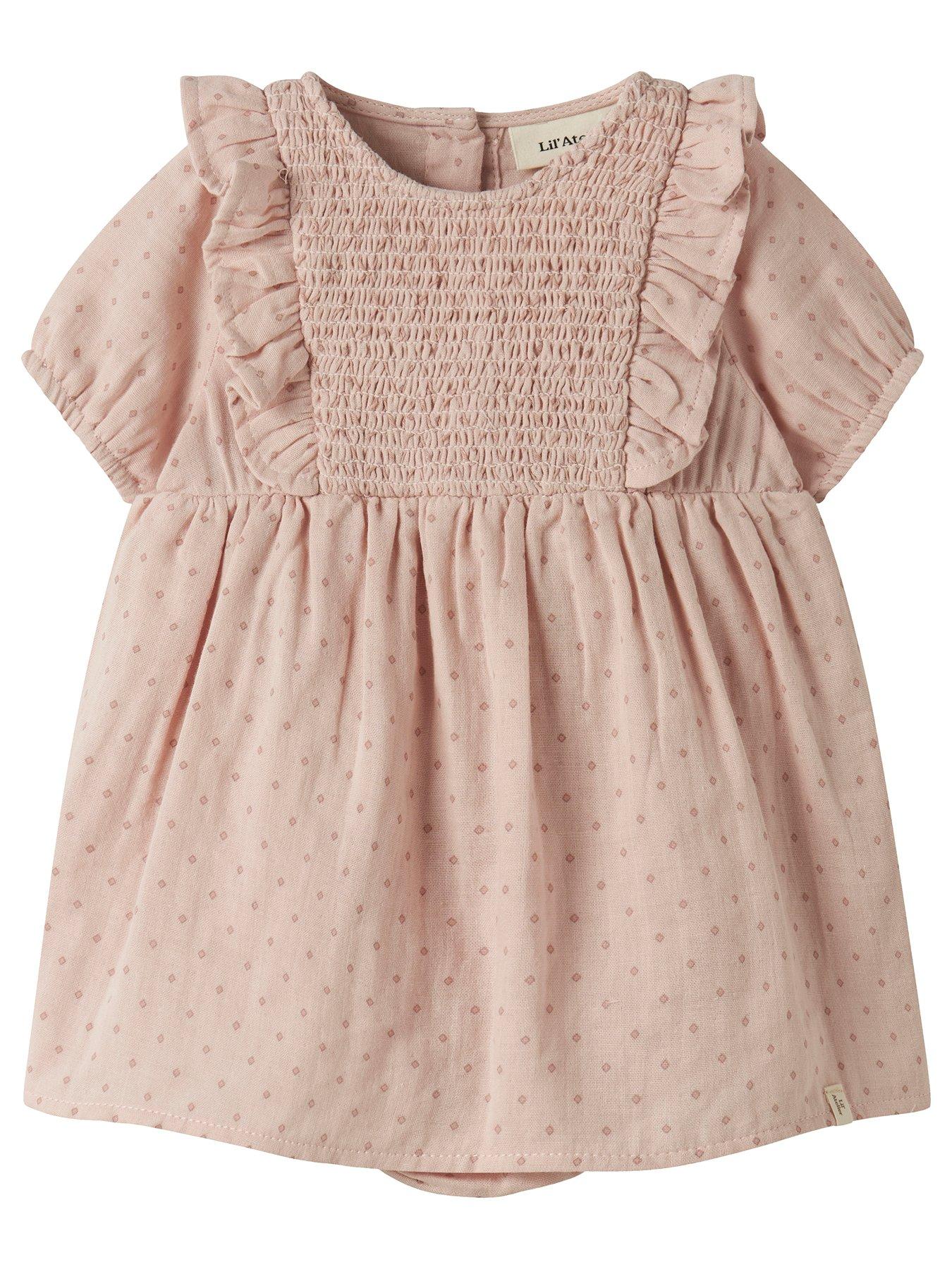 Lil Atelier Baby Girls Woven Short Sleeve Body Dress - Light Pink