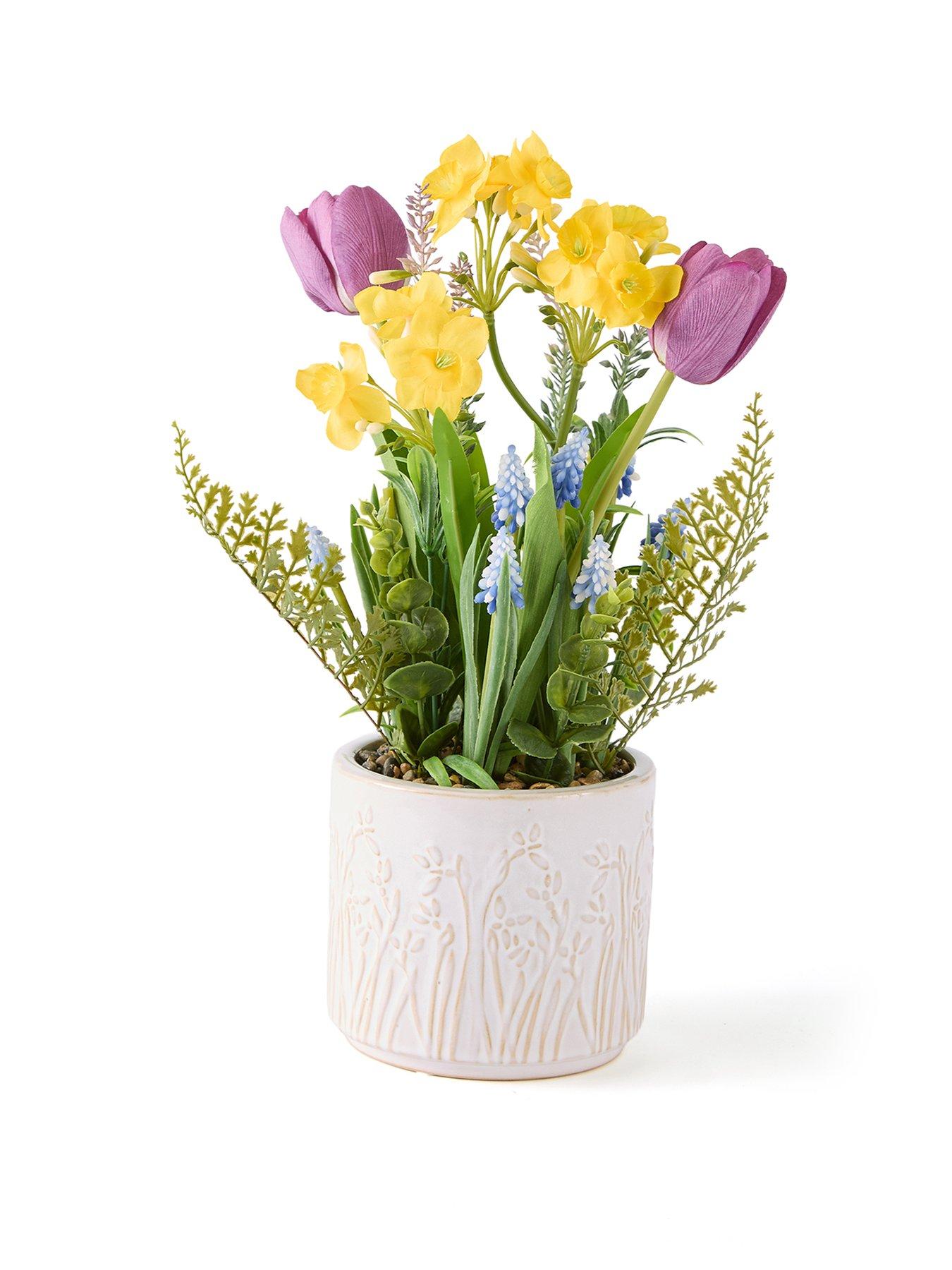 Image 2 of 7 of The Very Collection 39cm Flowers in Embossed Ceramic Pot