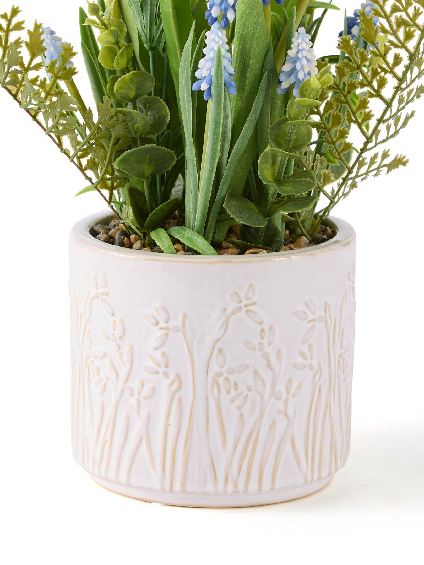 Image 3 of 7 of The Very Collection 39cm Flowers in Embossed Ceramic Pot