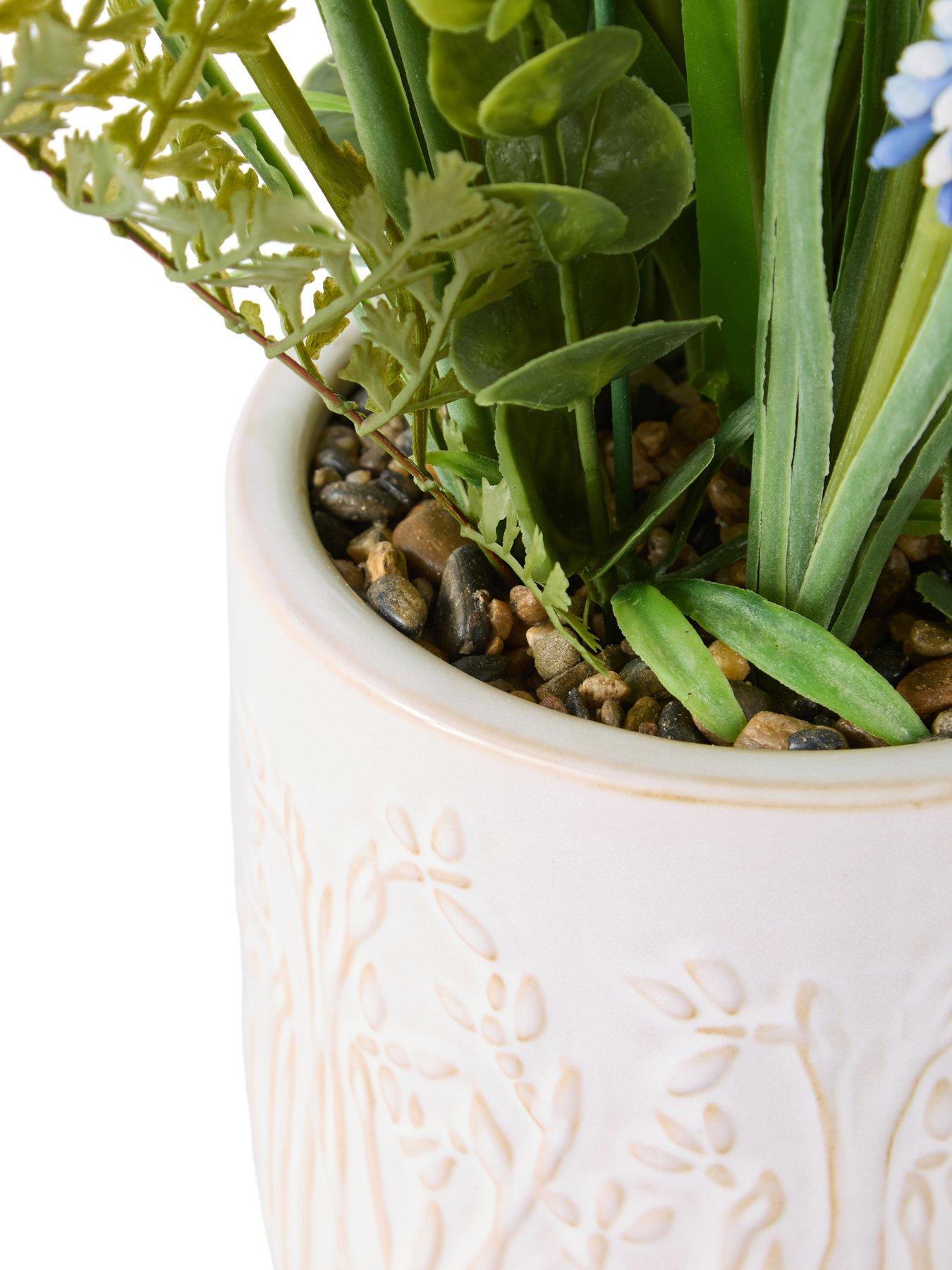 Image 7 of 7 of The Very Collection 39cm Flowers in Embossed Ceramic Pot
