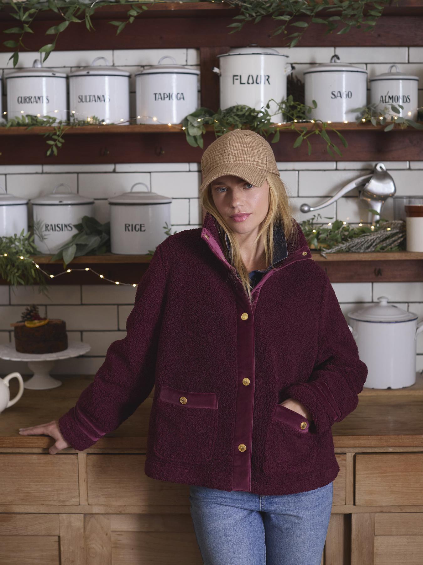 Image 1 of 1 of Joules Fleur Fleece Jacket - Burgundy Red