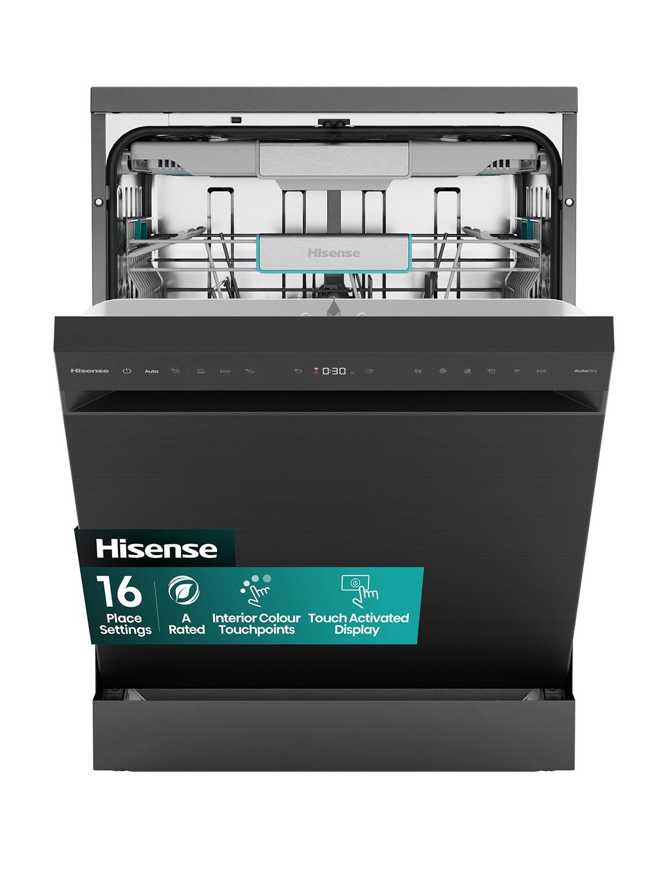 Hisense Hisense HS673A90BXUK Full Size WiFi-enabled Dishwasher - Black Inox