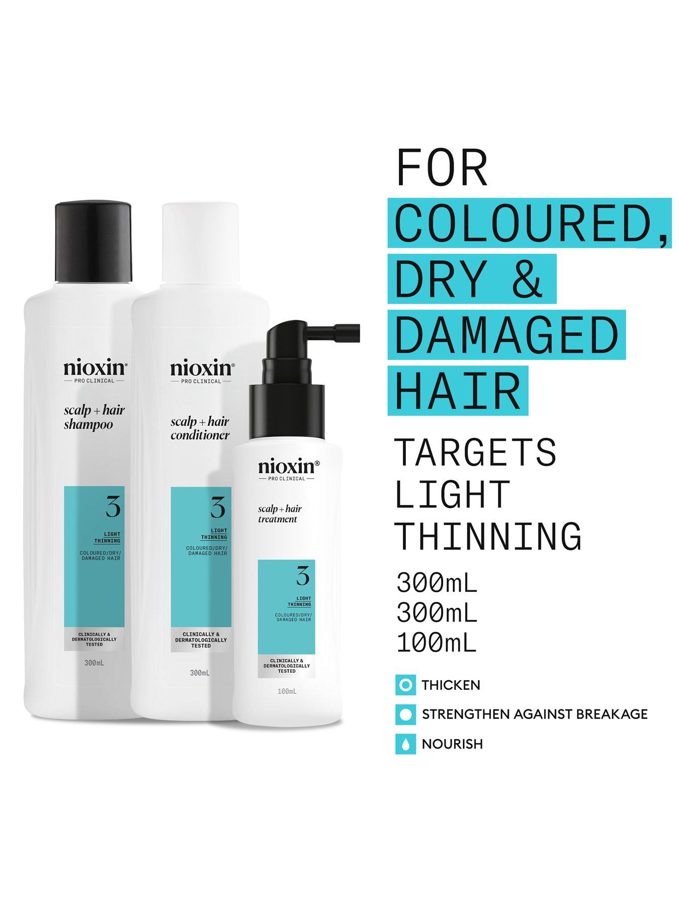 Image 2 of 7 of Nioxin Scalp + Hair Thickening System 3 for Coloured, Dry and Damaged Hair with Light Thinning, Loyalty Kit