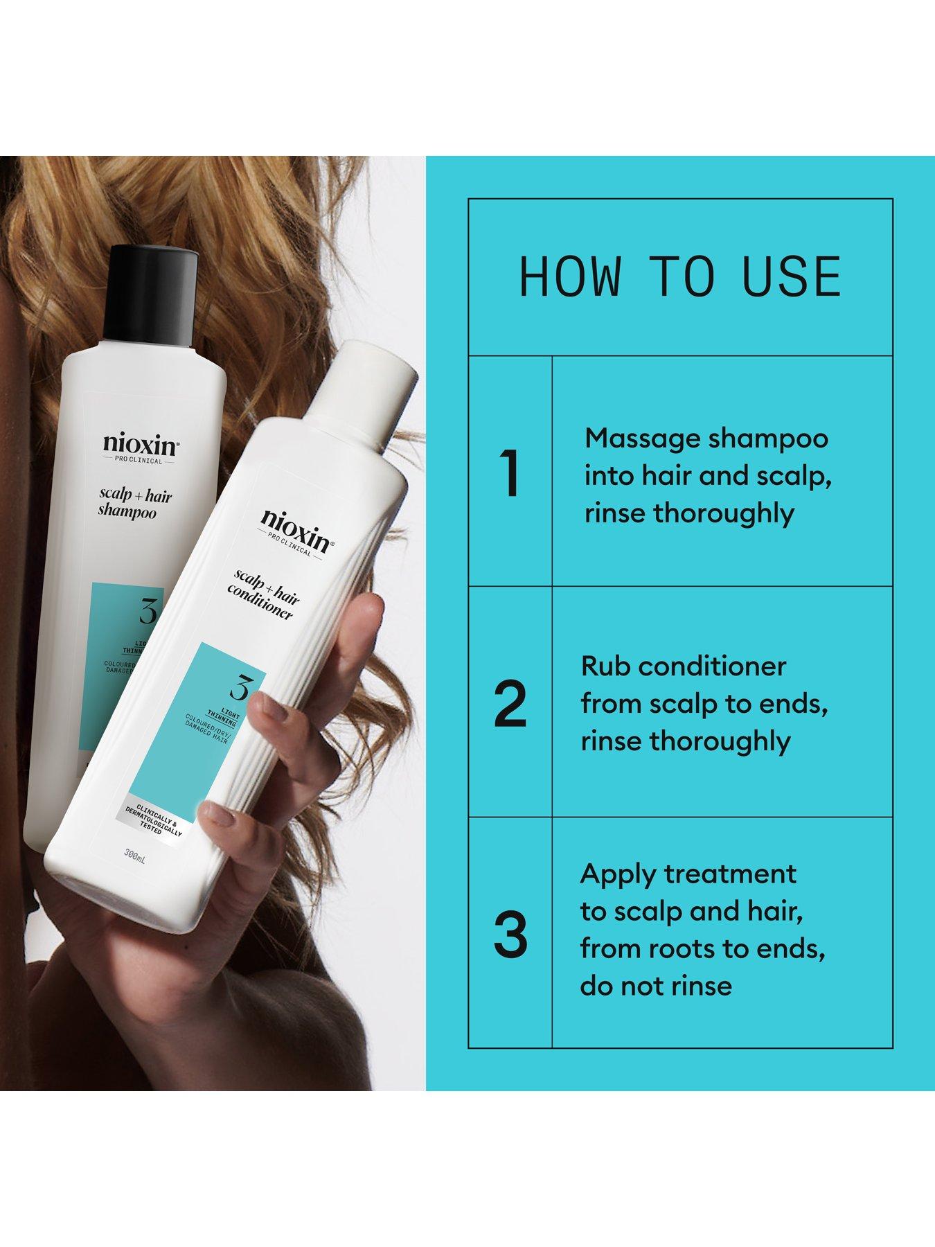 Image 4 of 7 of Nioxin Scalp + Hair Thickening System 3 for Coloured, Dry and Damaged Hair with Light Thinning, Loyalty Kit