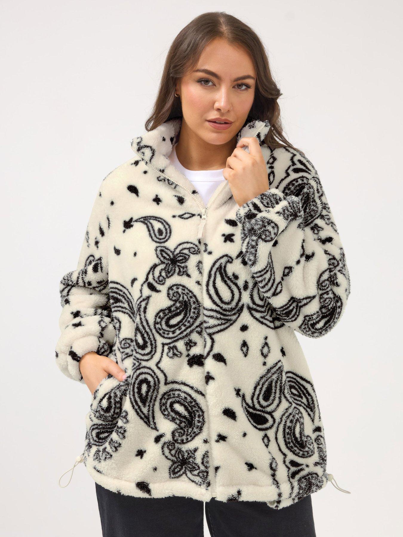 Yours Curve Zip Through Fleece Jacket - Ivory