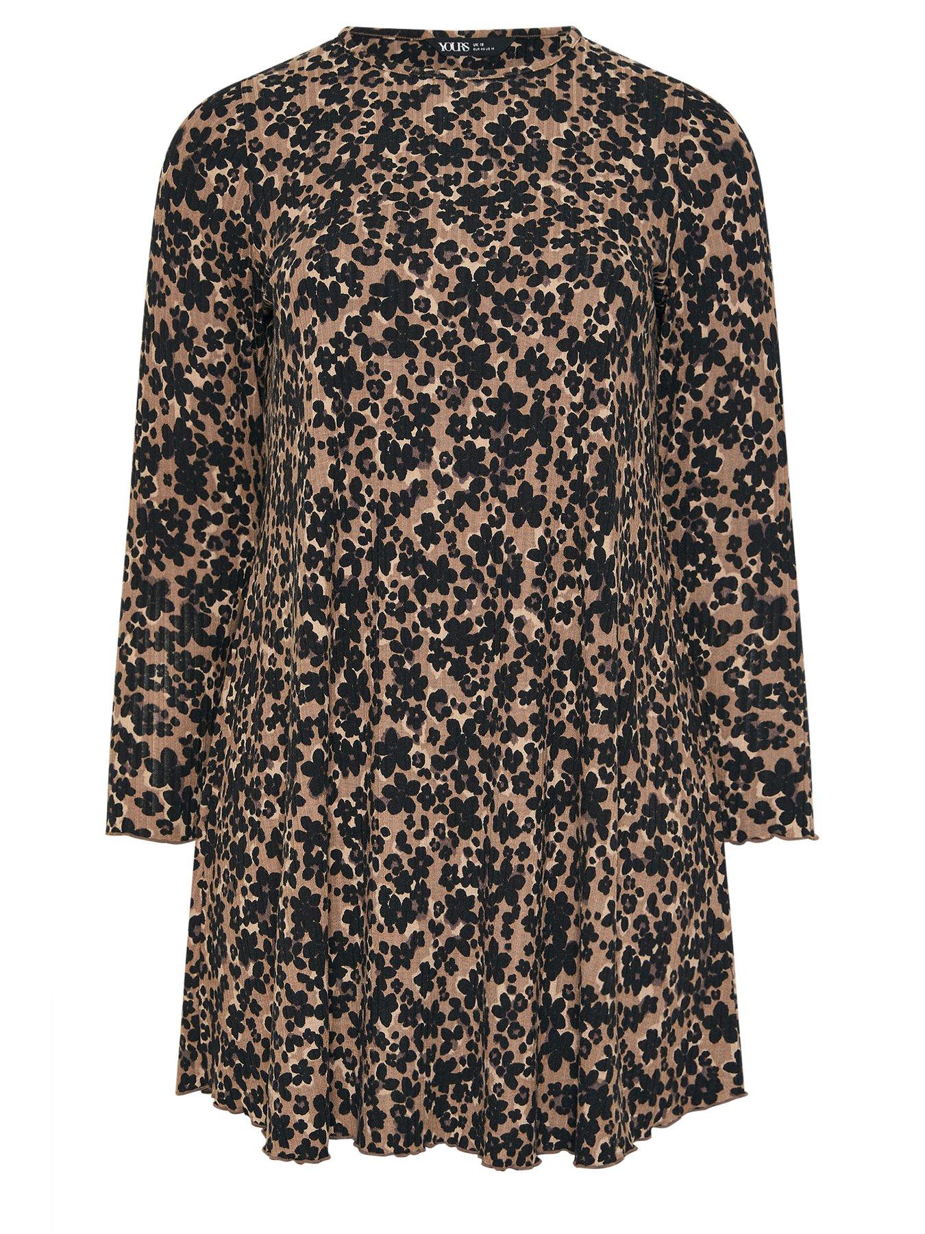 Image 5 of 5 of Yours Curve Printed Rib Tunic Dress - Natural