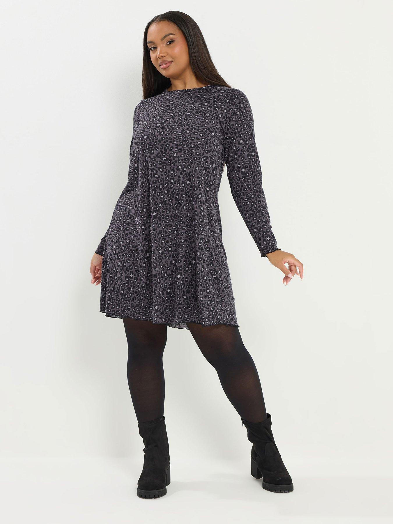 yours-curve-printed-rib-tunic-dress-greyback