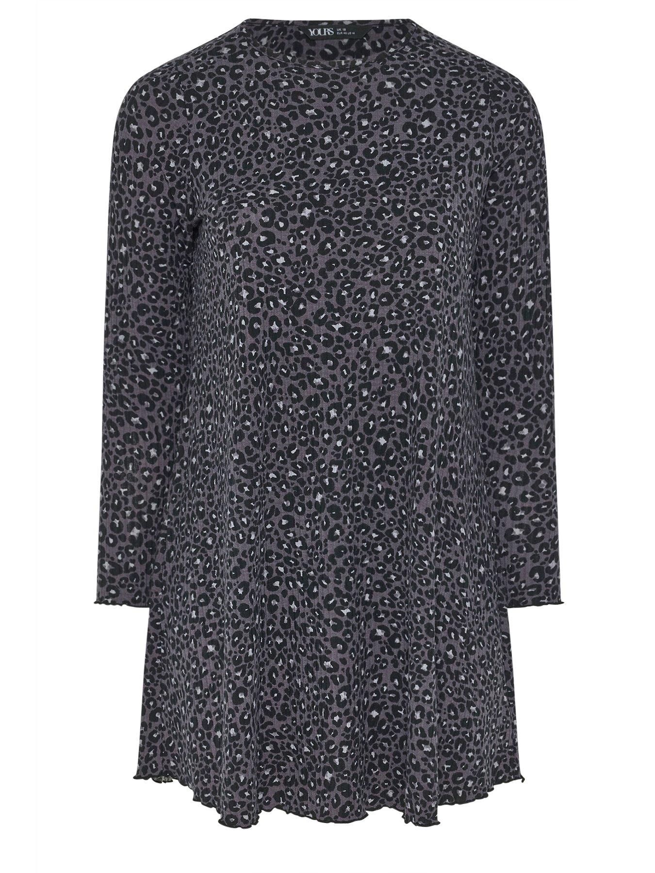 yours-curve-printed-rib-tunic-dress-greydetail