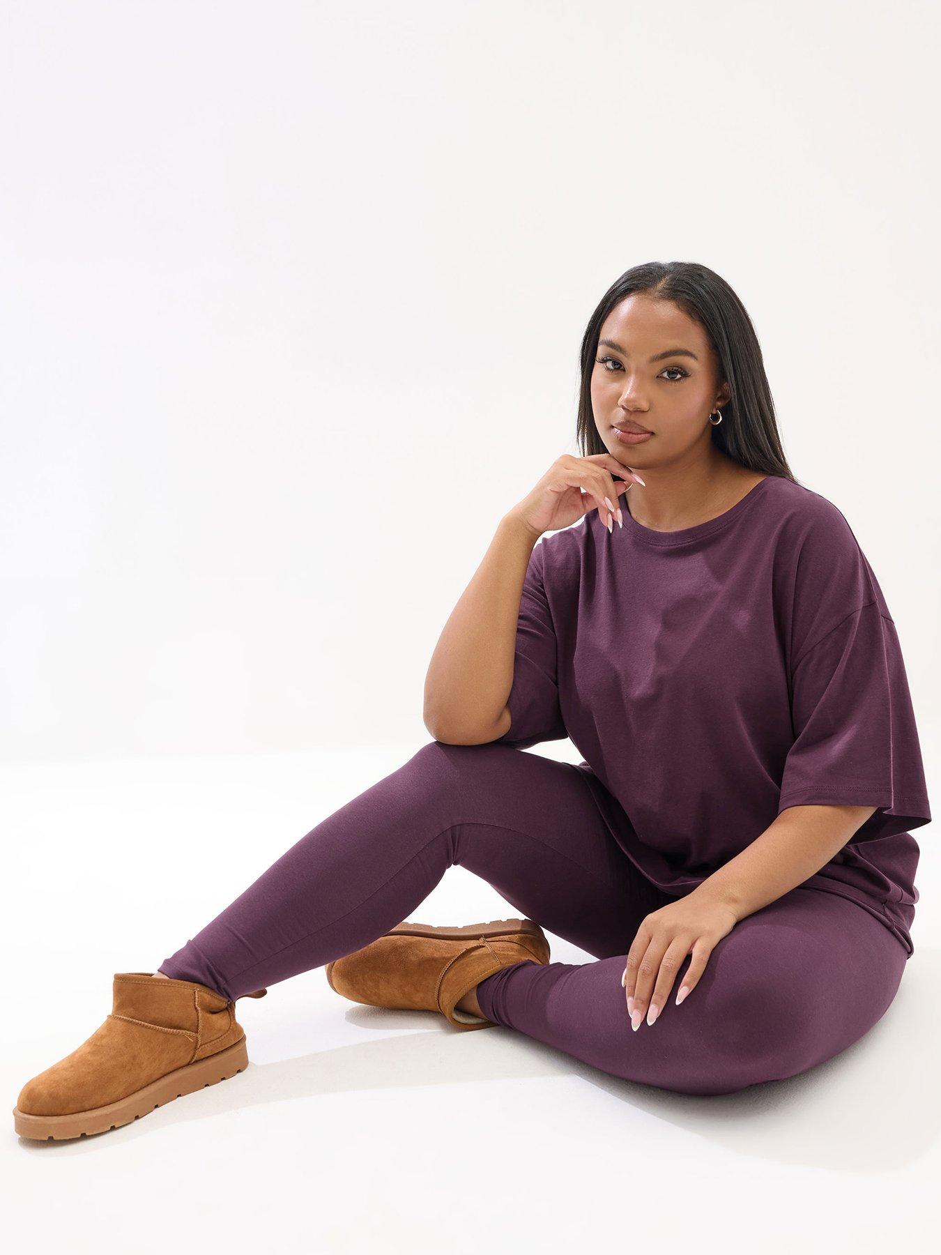 Yours Curve Top And Legging Set - Red