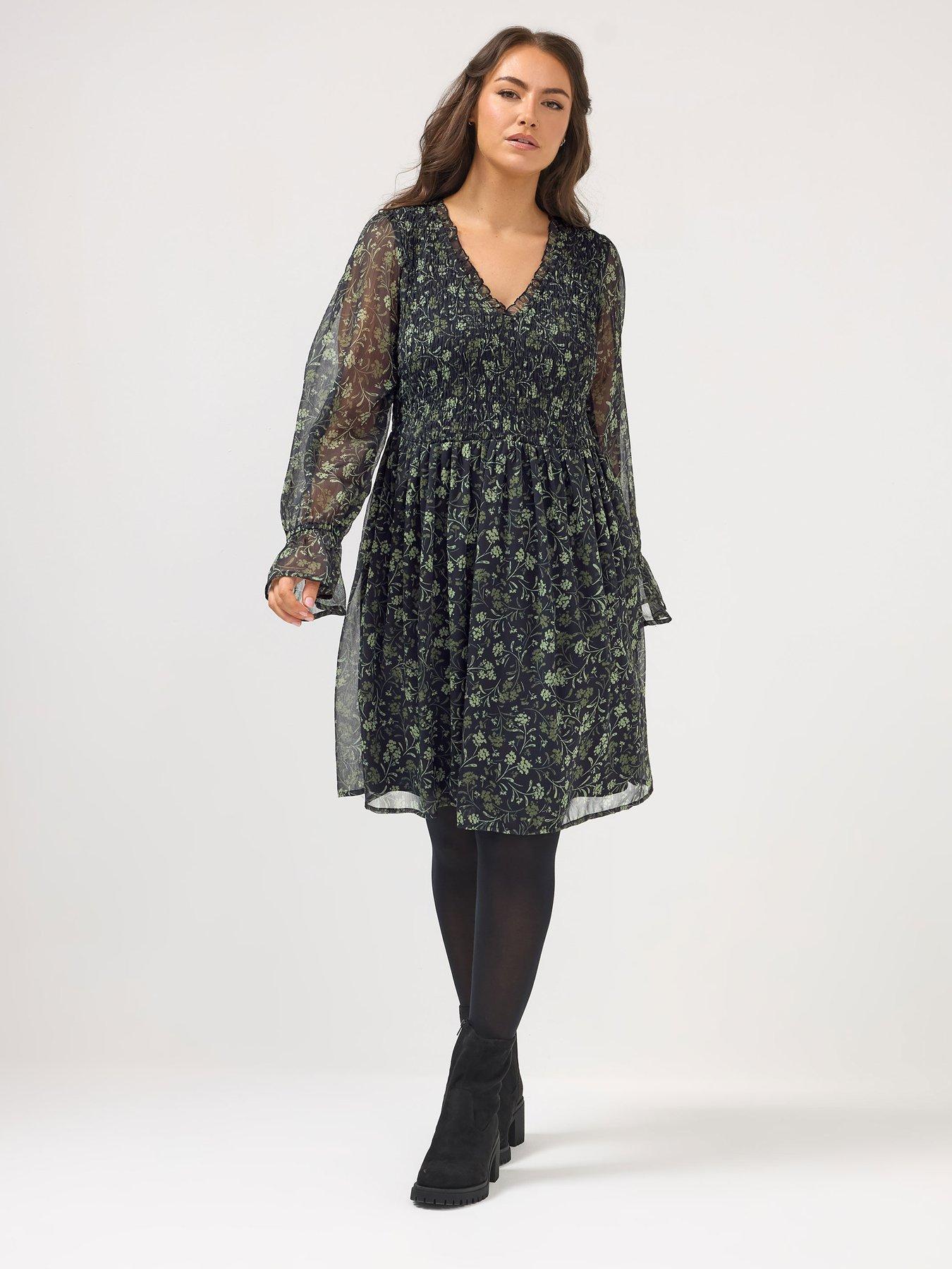yours-curve-shirred-mini-dress-black