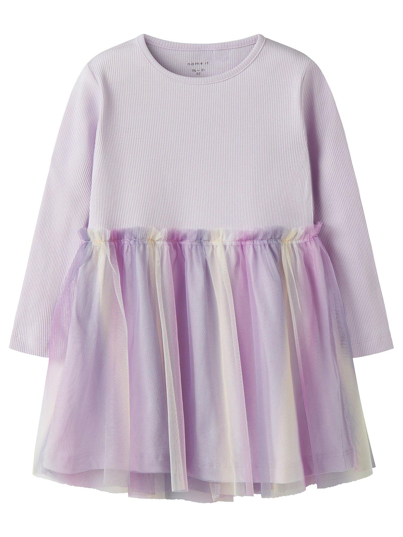 Name It Mini Girls Rainbow Tulle Jersey Dress - Light Purple