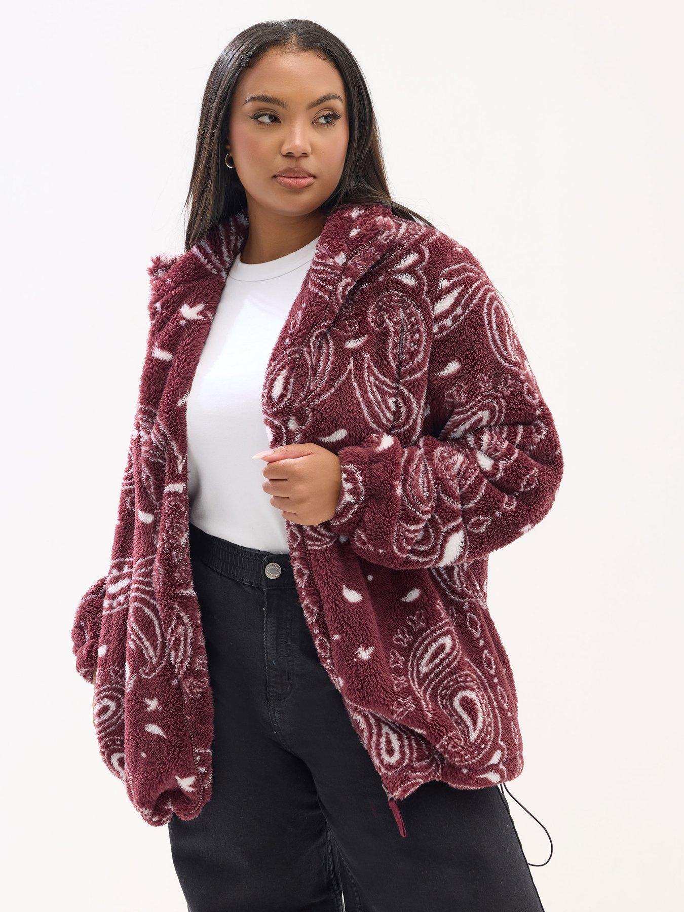 Yours Curve Zip Thru Fleece - Red