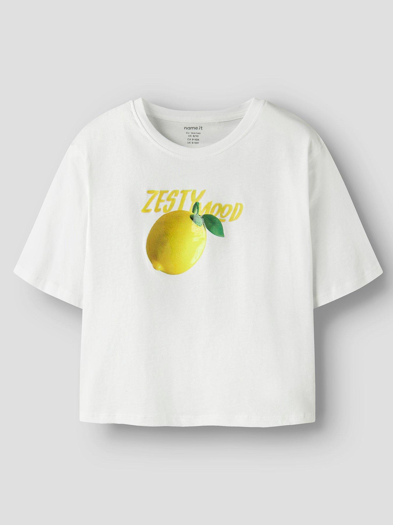 Name It Girls Lemon Short Sleeve Tshirt - White