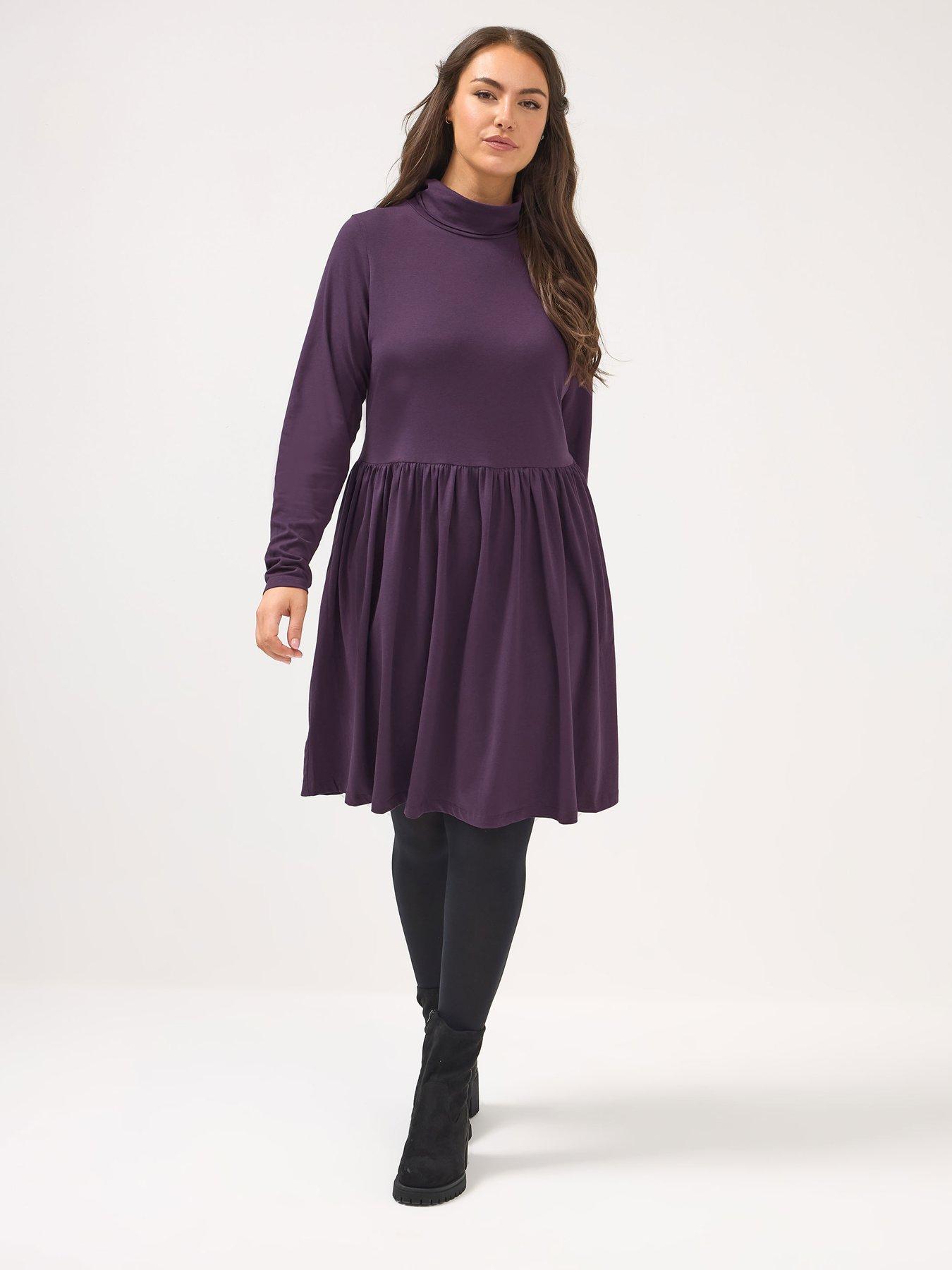 Yours Curve Turtle Neck Peplum Dress - Purple
