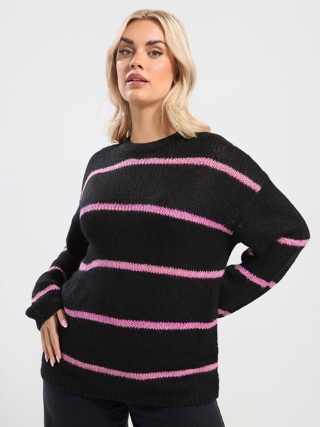 yours-curve-yarn-stripe-jumper-black