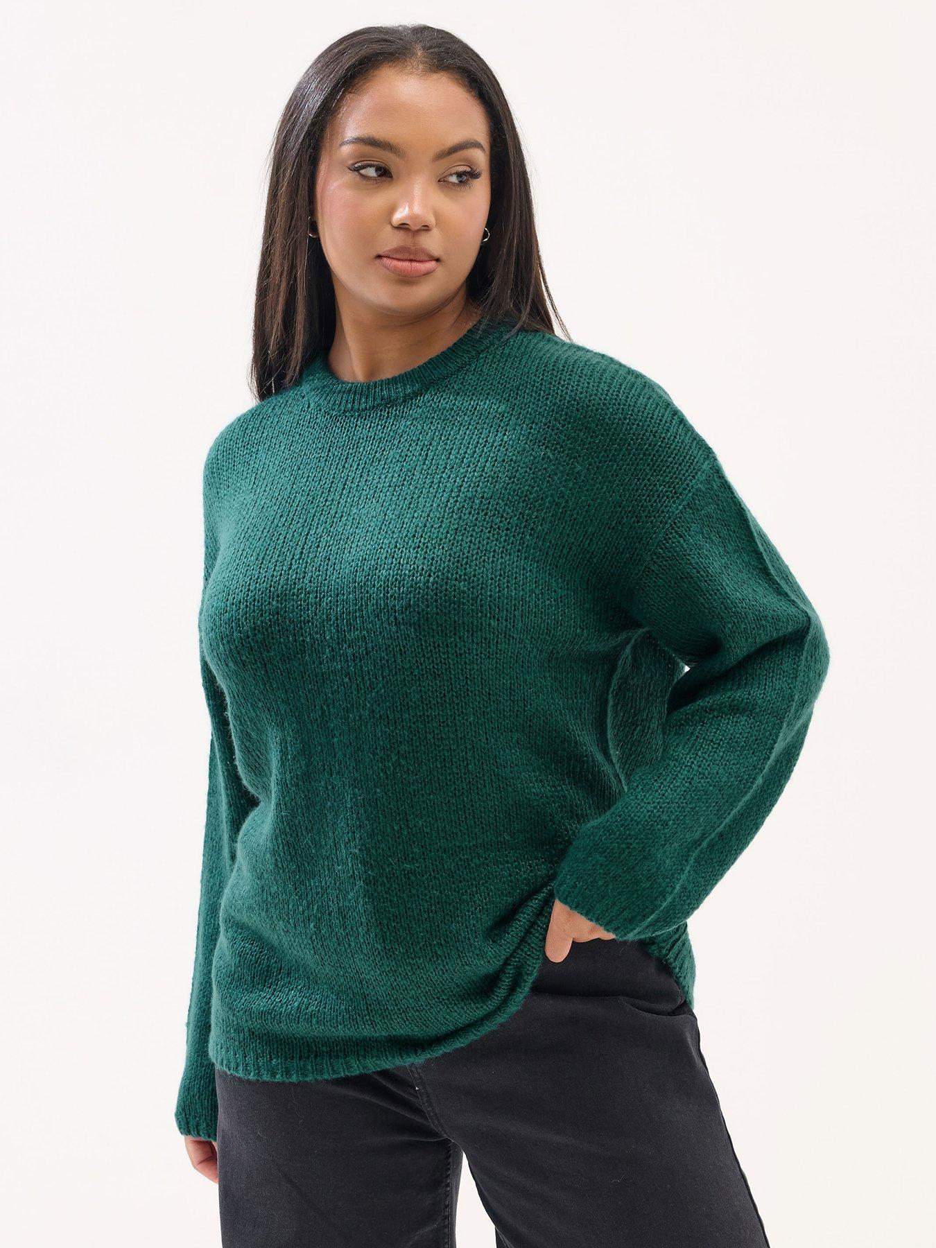 yours-curve-yarn-stripe-jumper-green