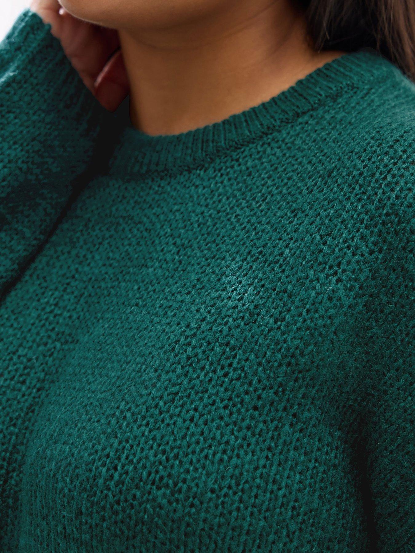 yours-curve-yarn-stripe-jumper-greenoutfit