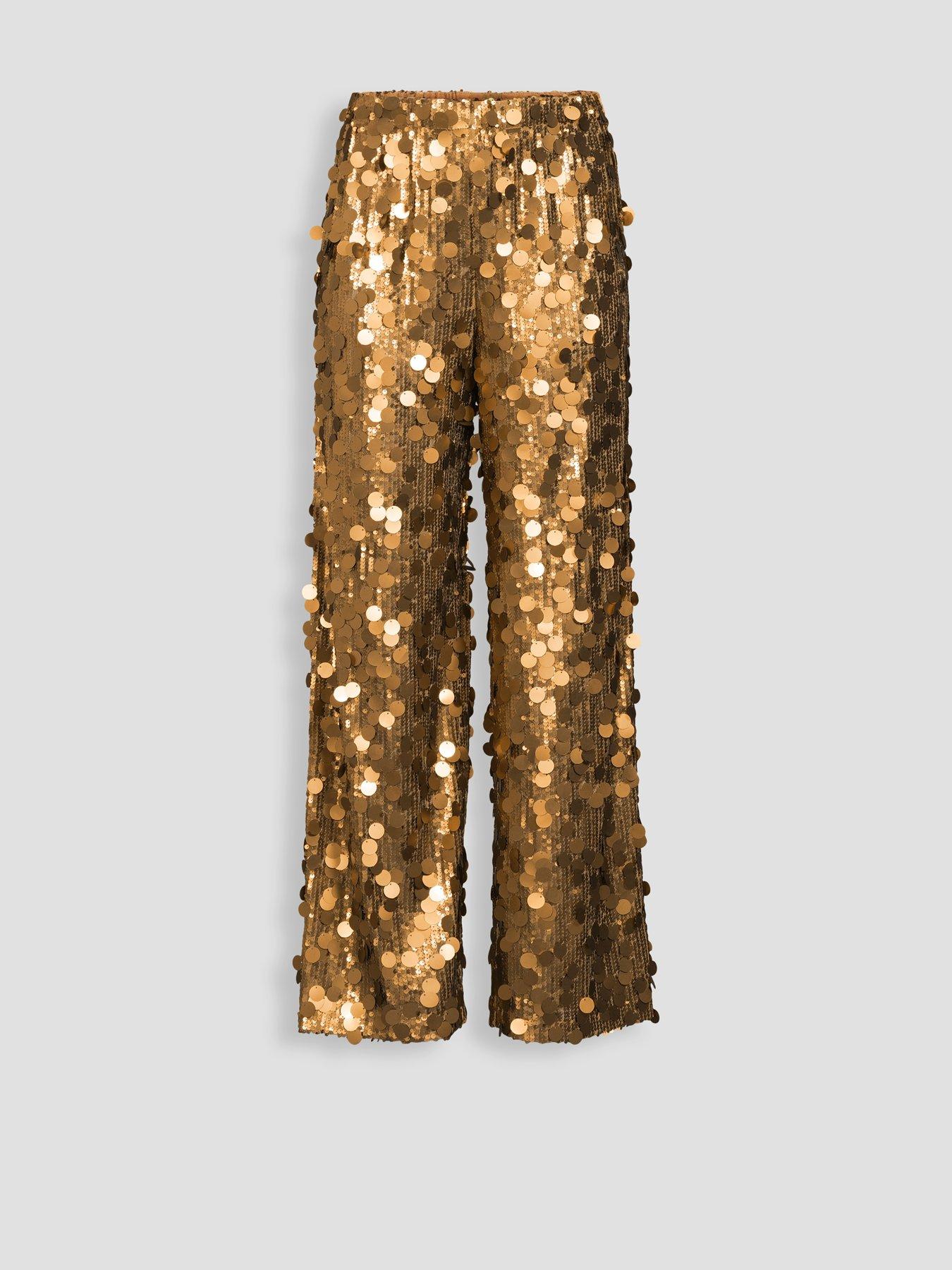 Image 7 of 7 of The Very Collection Disc Sequin Trousers - Brown