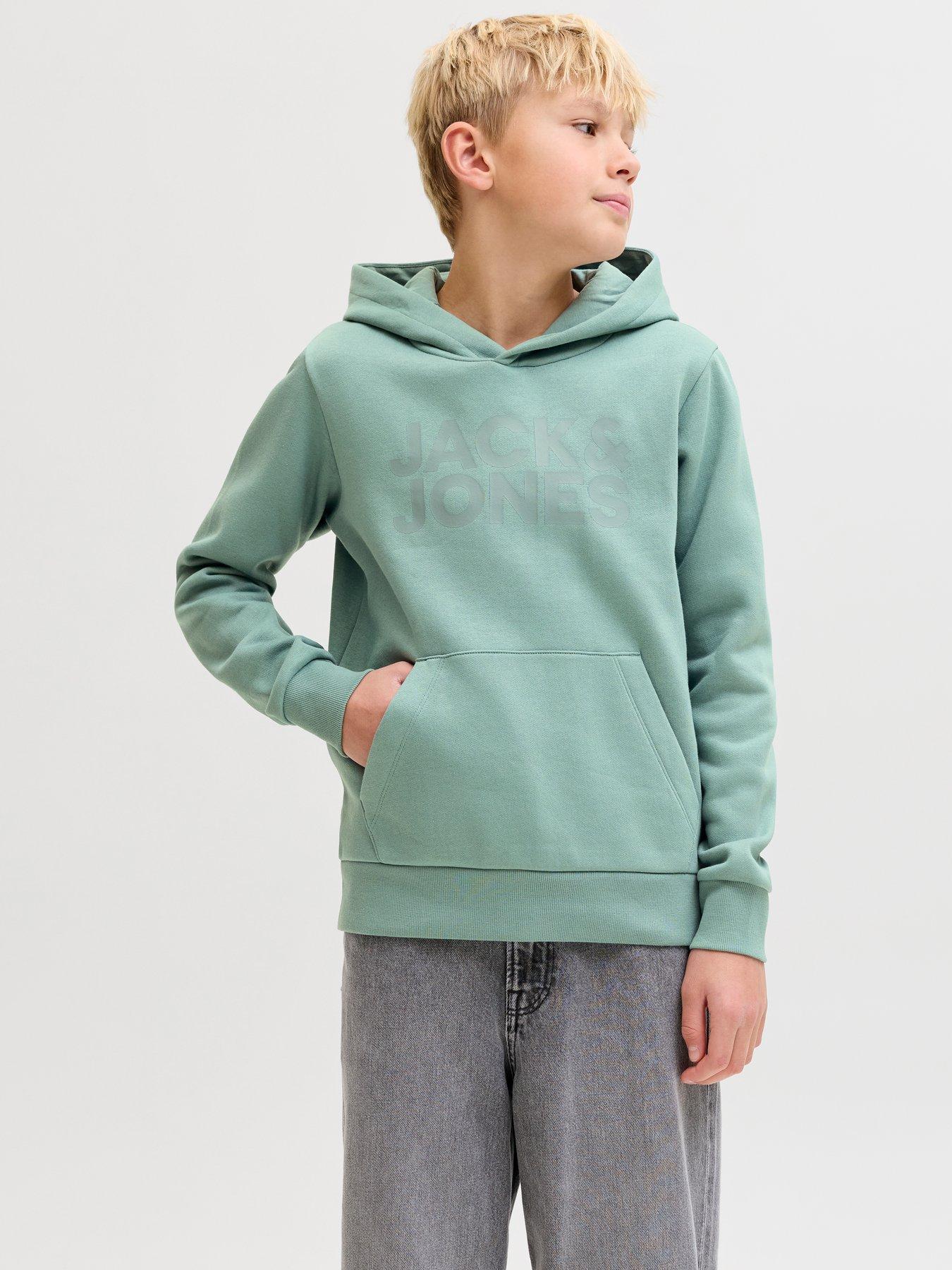 Jack & Jones Junior Boys Corp Logo Hoody - Light Green