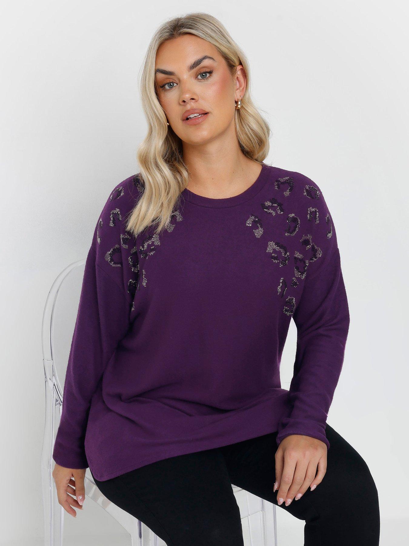 yours-curve-leopard-embellished-jumper-purplefront