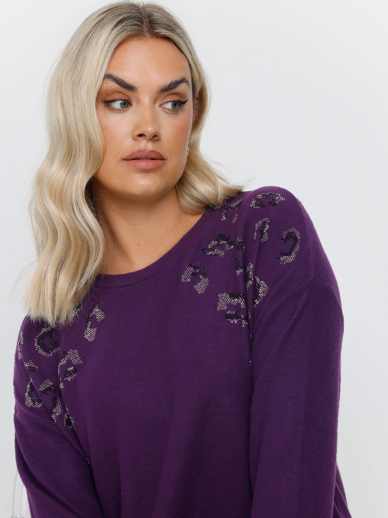 yours-curve-leopard-embellished-jumper-purpleoutfit