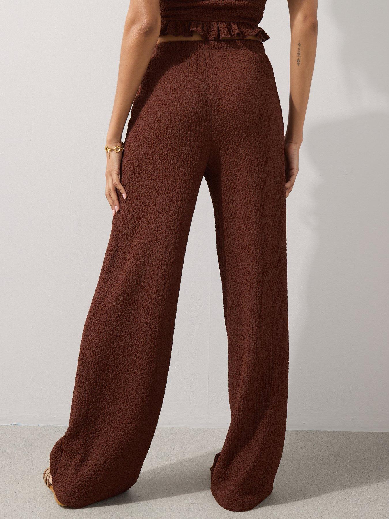 Image 2 of 7 of The Very Collection Crinkle Co Ord Trousers - Brown