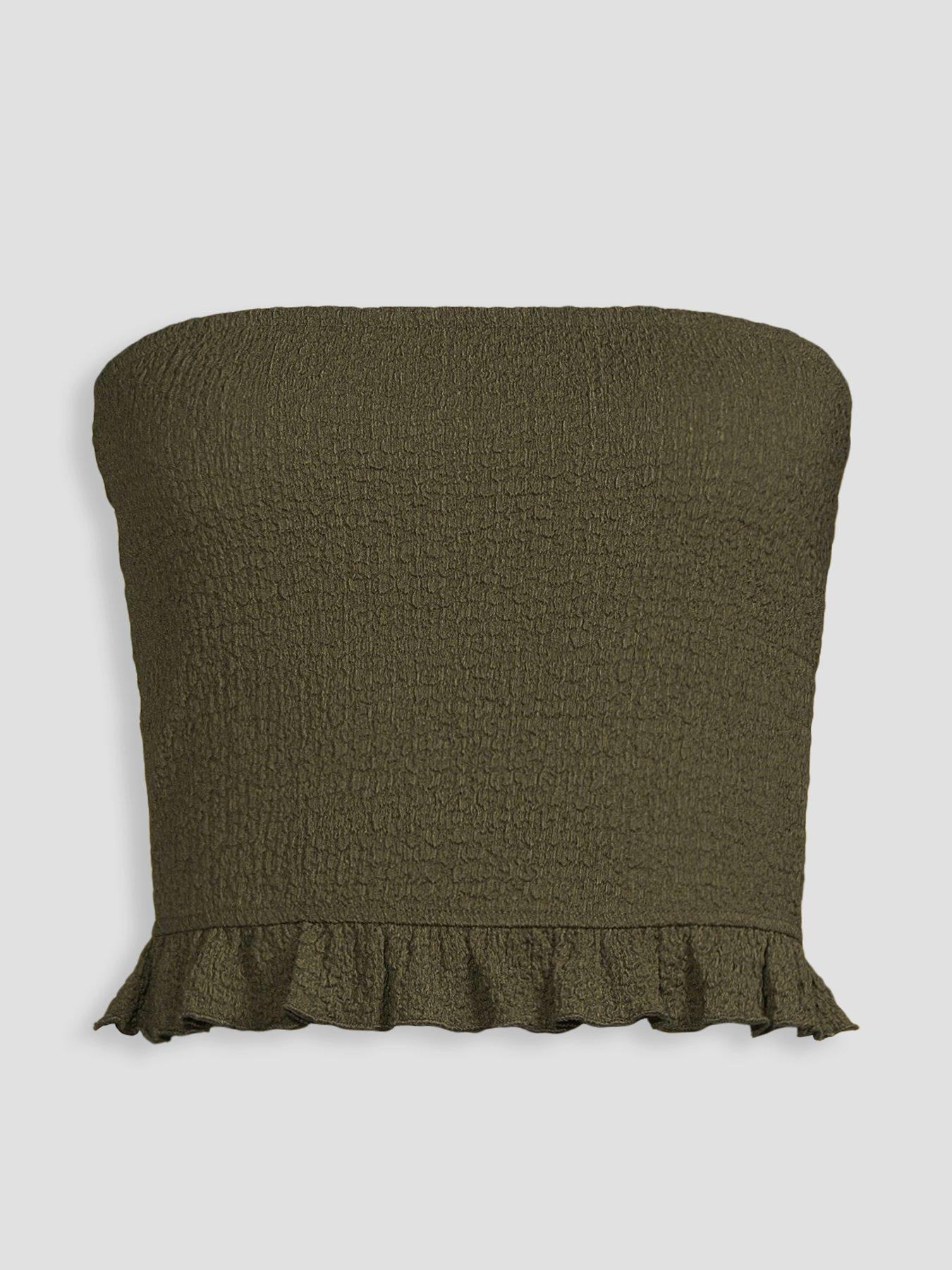 Image 7 of 7 of The Very Collection Crinkle Co Ord Bandeau Top - Khaki