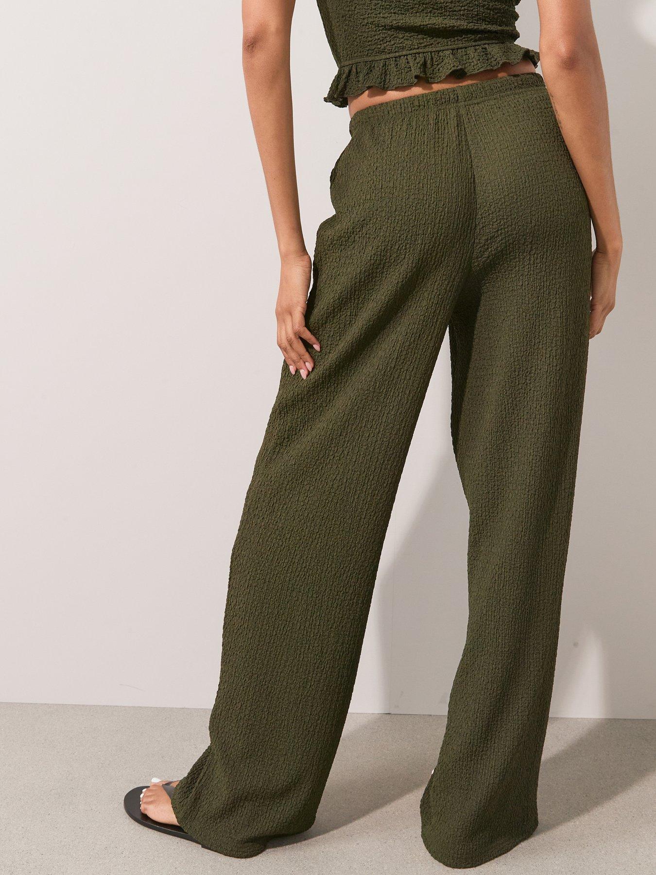 Image 2 of 7 of The Very Collection Crinkle Co Ord Beach Trousers - Khaki