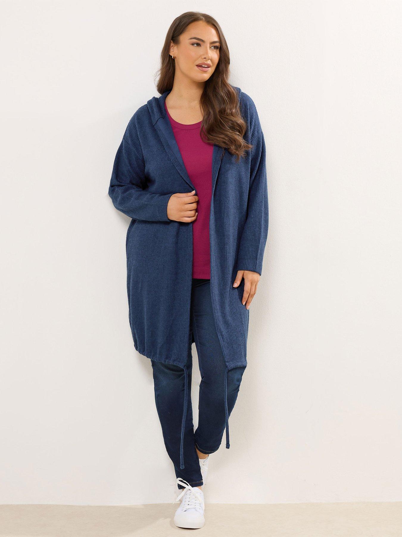 yours-curve-soft-touch-hood-ribbed-cardigan-blueback