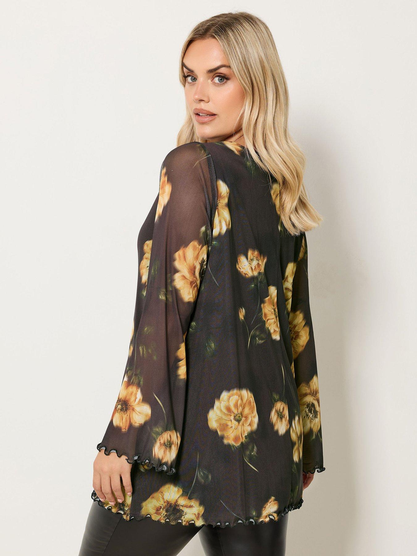 yours-curve-flare-sleeve-mesh-swing-top-greenstillFront