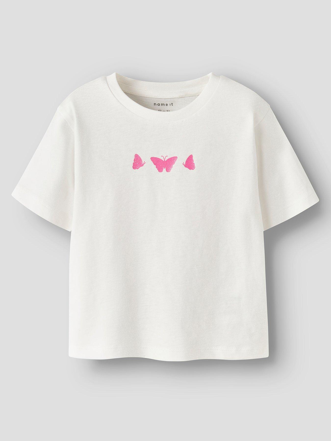 Image 2 of 3 of Name It Mini Girls Back Print Short Sleeve Tshirt - White