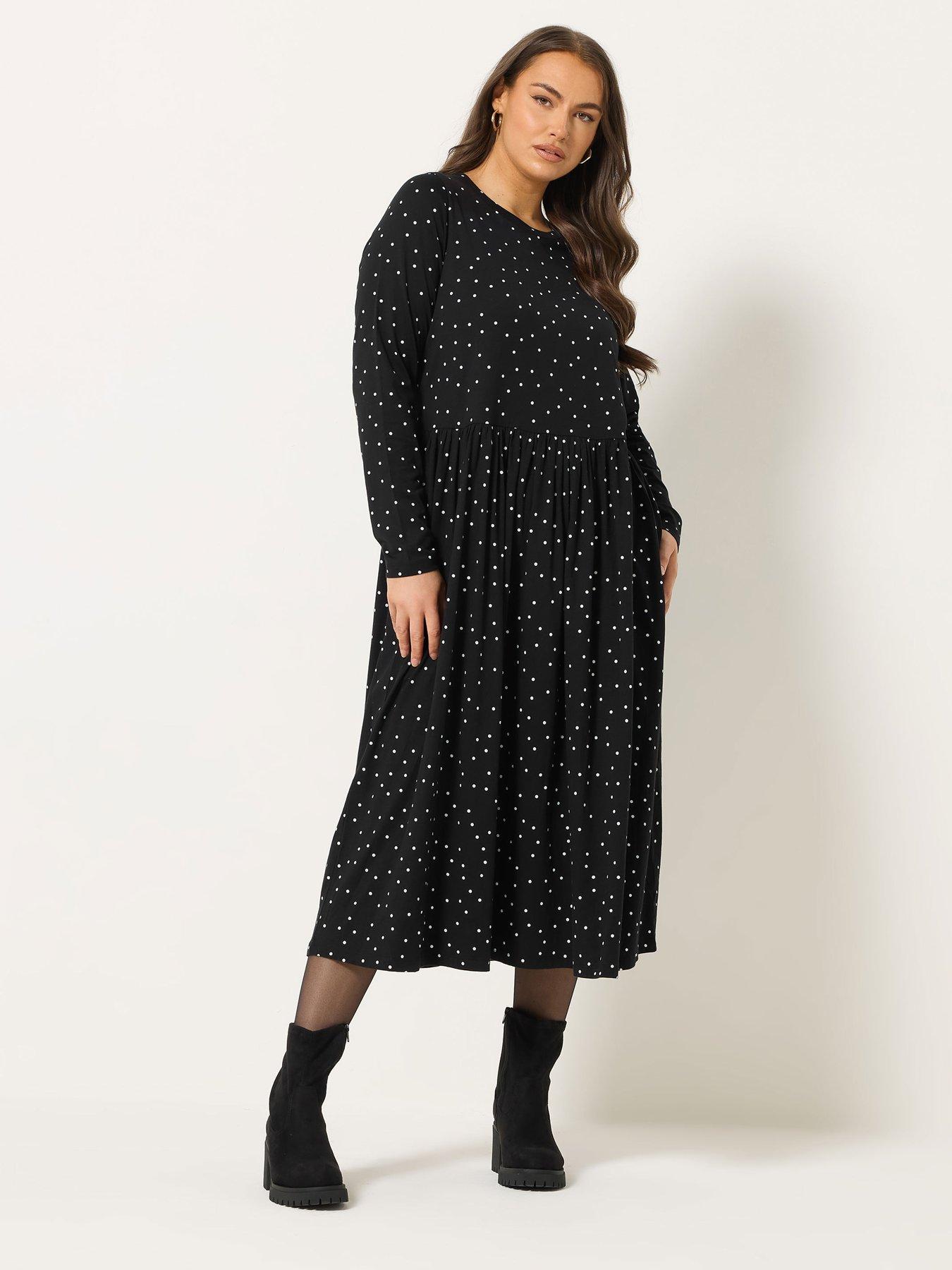 yours-curve-long-sleeve-peplum-midaxi-dress-black